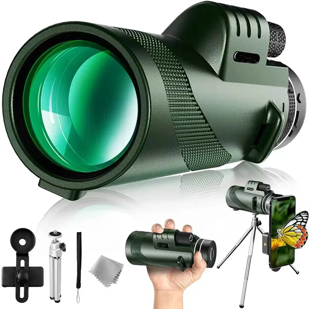 80x100 HD Binoculars with Smartphone Holder & Tripod, Portable Travel Binoculars Long Focus Outdoor Hiking Essentials Camping Star Gazing Telescope High Definition Binoculars