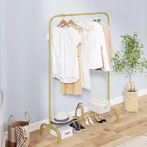 dealsforyoudays fathersdaygiftGarment Rack for Hanging Clothes Rack Heavy Duty Portable with Bottom Metal Shelf