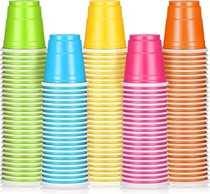 100 Pack 2oz Mini Plastic Shot Cups Multi-Color Disposable Party Cups for Drinks & Snacks