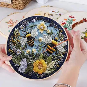 Bee Embroidery Kit for Adult Cross Stitch Kits for Hand with Animal Patterns and Instructions DIY with Threads and Needles