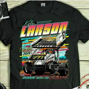 HOT NEW!!! Kyle Larson Racing Car Shirt Vintage Black T-Shirt Cotton Size S-2XL