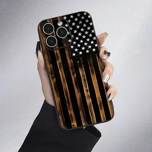 Compatible with iPhone 16 15 Pro Max Plus 14 13 12 11 X XR Creative Wooden American Flag Pattern Rugged Durable Shockproof Anti-Scratch Soft Silicone Cellphone Case Gift For Girls and Women