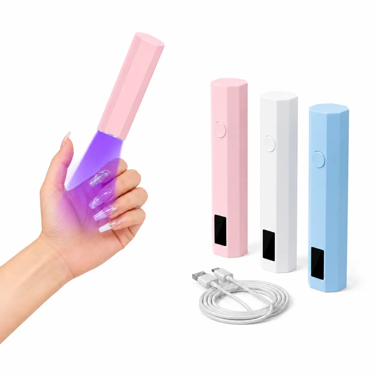Rechargeable UV LED Nail Lamp - Portable Handheld USB-Charged Dryer, Mini Curing Tool for Gel Polish, Press-On Nails (Sports & Outdoor Protective Gear Accessory)
