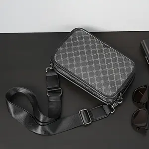 Checkerboard Style Camera Bag, Fashionable Small Slant Shoulder Bag For Men, Causal Crossbody Bag