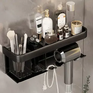 Wall Mounted Hair Dryer Holder |   Self Adhesive No Drill Blow Dryer Rack Organizer, Universal Fit for Most Hair Dryers, Space Saving Bathroom Storage to Keep Counter Tidy & Clutter Free Self-Adhesive Set