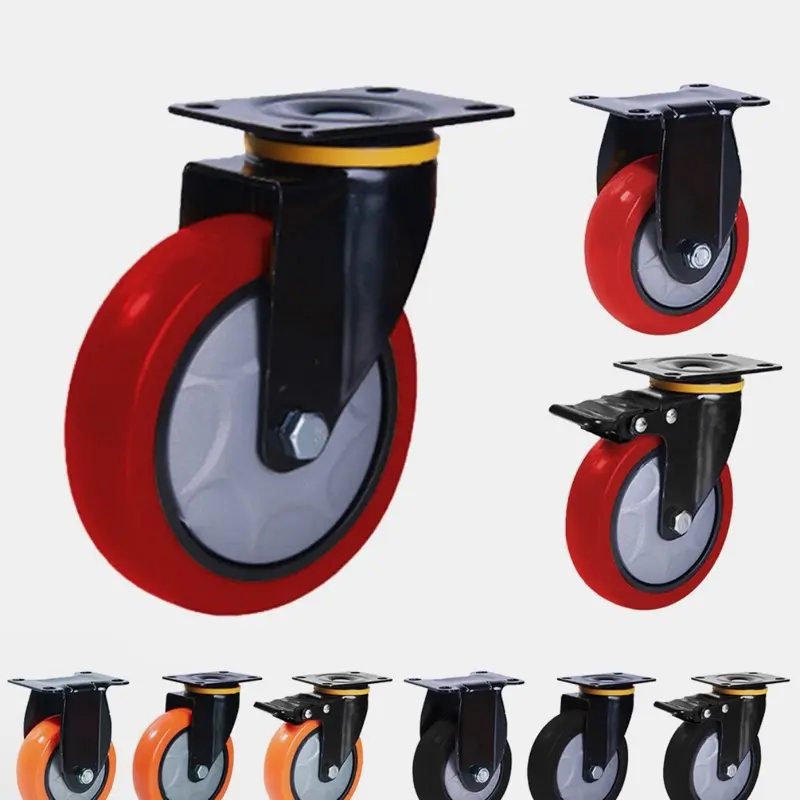 Heavy Duty Swivel Plate Caster Wheels 3" 4" 5" Polyurethane Wheels US 2/4 Pack for Durable Industrial Use