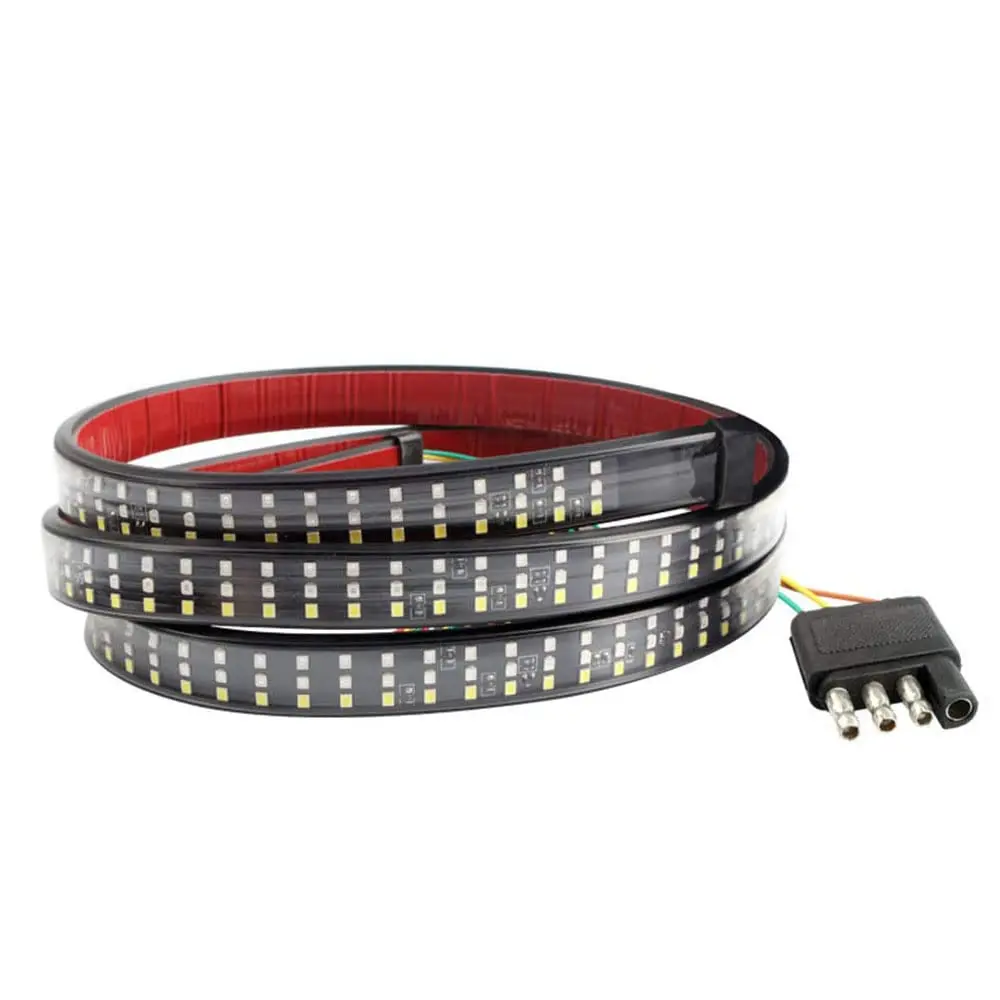 LED Tailgate Light Bar Triple Row, 60 Inch Tail Light Bar Brake, Turn Signal, Running, Reverse Backup 5 Function Tail Lights Strip for Cargo Pickup Truck SUV RV Boat,No Drill Install