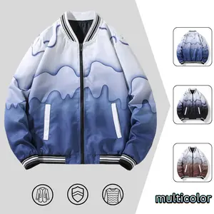 Artsy Ombre Wavy Bomber Jacket – Eyecatching Layered Piece for Casual & Trendy Outfits