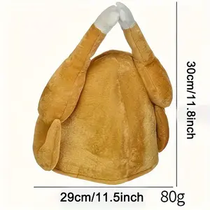 Thanksgiving Chicken Leg Hat Turkey Hat Abstract Funny Gift Headgear 29cm x 30cm Lightweight Soft Plush Material Ideal for Parties