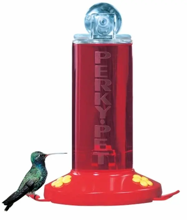 Perky-Pet Shatterproof Acrylic Window-Mount Hummingbird Feeder, Suction Cup Dripless Feeding Tool, 2 Perches, Detachable Parts for Easy Cleanup, 3.31x8.25x5.31in