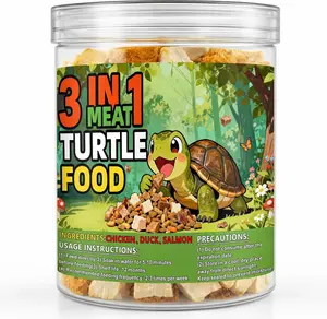 Freeze-Dried Chicken, Duck & Fish for Turtle Treats | 3 oz Canister of Aquatic Turtle Food | Protein Rich Diet for Red Eared Sliders, Box Turtles & Aquatic Pets (3 oz)
