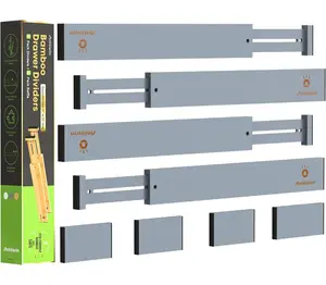 Expandable Drawer Separators Splitter,17-22 inches Long Adjustable Spring-loaded Organizer for Large Utensil, Clothes, Tools Drawers (Grey)