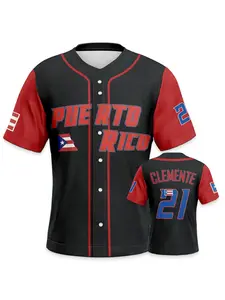 Men's Classic Print Baseball Jersey, #21 Roberto Clemente Puerto Rico World Series Soft and comfortable against the skin, quick-drying and breathable Ideal for athletic training & everyday wear Jersey Shirts