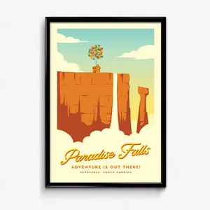 Paradise Falls Retro Travel Poster - Wall Decor Artwork Adventure Gift