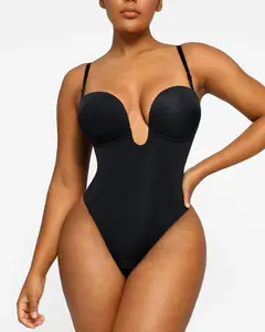 Shapellx  AirSlim Deep Plunge Low-Back Thong Bodysuit  Womenswear Basic Style Sales