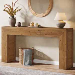 Tribesigns 63-Inch Console Table, Farmhouse Style for Entryway, Couch, Hallway, Brown