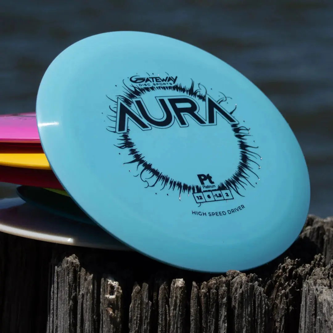 Gateway Aura - Platinum Sustainable High-Glide Distance Driver with 75% Recycled Material for All Arm Speeds Enhanced Grip Eco-Friendly Golf Disc