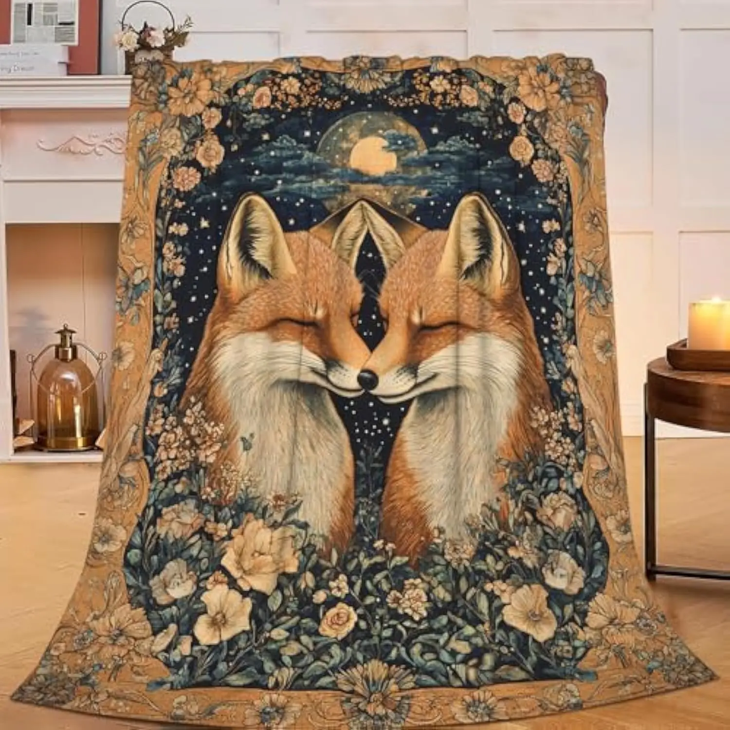 Fox Blanket Forest Fox Decor Animals Throw Blanket Gifts for Girls Boys Super Warm Soft Plush Lightweight Fleece Flannel Winter Couch Bedding Blankets for Kids Adults Women Men 50"X40"