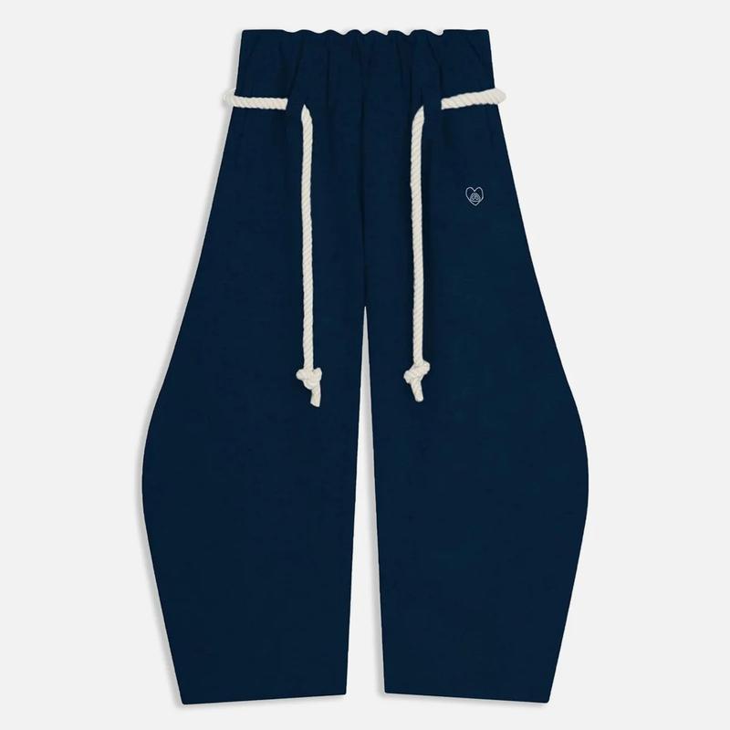 Aelfric Eden Baggy Wide Leg Pants for Women Casual Elastic Waist Lantern Trouser Sweatpants Womenswear Everyday Comfortable Nautical Rope Drawstring Unisex Fit 155-185cm