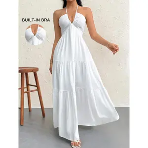 Women's Plain Dress, Summer Clothes Women, Casual Basic Loose Fit Sleeveless Dress for Beach Holiday Vacation, Ladies Summer Clothes, Women's Clothing, Womenswear, Dresses for Party, Minimalist A Line Dress