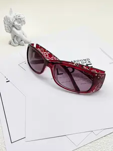 Fashionable All-match Tinted Lens Glasses, Stylish Rhinestone Decor Four-leaf Clover Pattern Design Glasses, Summer Fashion Eyewear for Daily Used