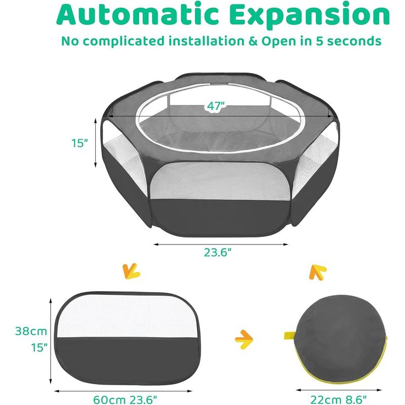 Small Animal Pop-Up Playpen with Mesh Cover, 47'' x 23.6'' x 15'' Chicken Brooder Box, Play Pen Indoor Outdoor for Guinea Pigs, Bunny, Rabbits, Ferrets, Chinchillas, Kittens