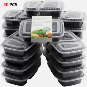 20 PCS Meal Prep Containers 2 Compartments 32oz Eco-Friendly PP Material Food Storage Box with Lids for Meal Prep Set