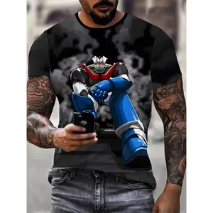 Transformers graphic print men's casual T-shirt, summer sports casual versatile short sleeve, round neck short sleeve T-shirt, suitable for casual wear and daily activities