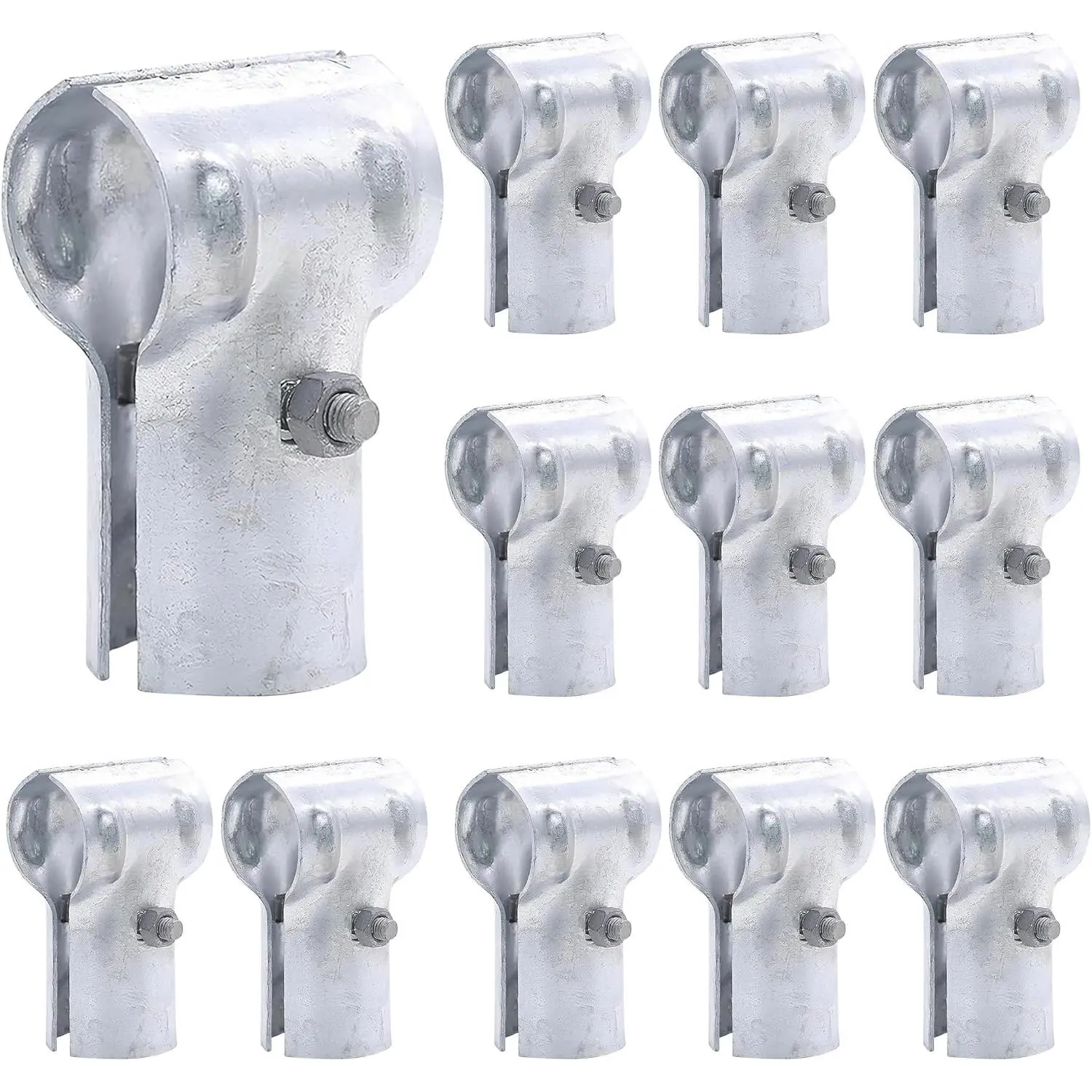 1-5/8 X 1-5/8 End Rail T Clamp for Chain Link Fence, Galvanized for 1-5/8" OD Pipe, 12 Pcs & Nuts Included