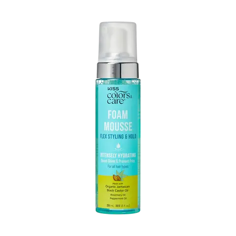 Kiss Colors & Care Foam Mousse | Flex Styling & Hold, Defining Mousse, Styling Mousse, Ideal For All Hair Types, 8.5 oz, Hair Care