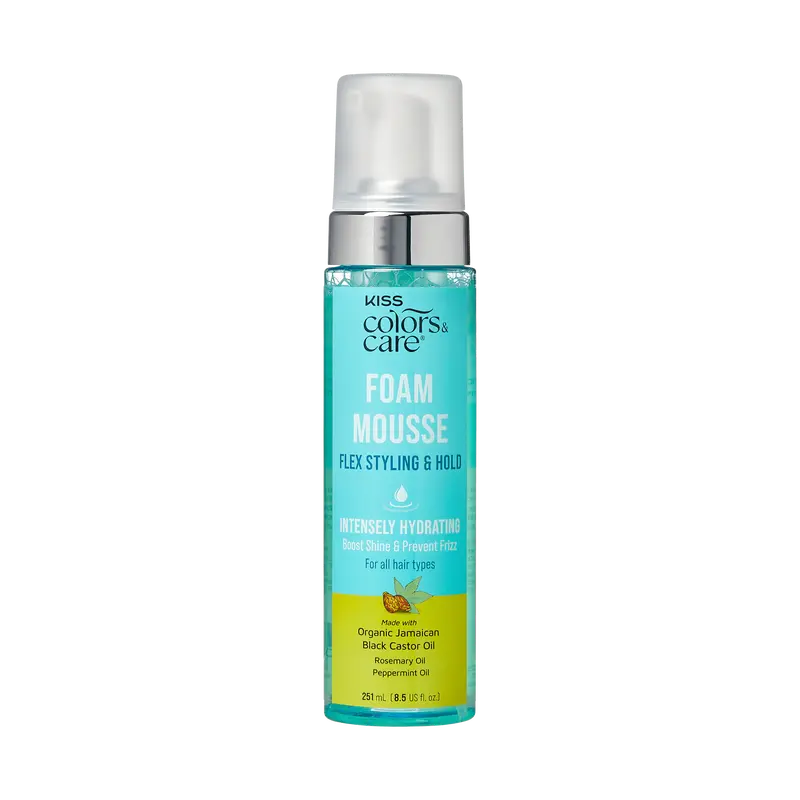 Kiss Colors & Care Foam Mousse | Flex Styling & Hold, Defining Mousse, Styling Mousse, Ideal For All Hair Types, 8.5 oz, Hair Care