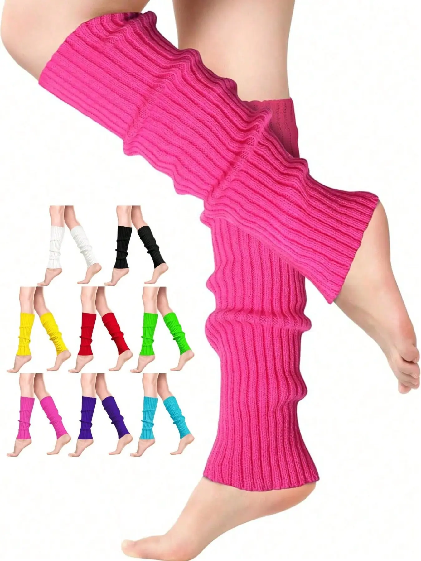40cm Striped Knit Leg Warmers Socks, Knitted, Y2K Style, Slim-Fitting, Warm and Comfortable, Ideal for Sports, All Seasons Womenswear Streetwear