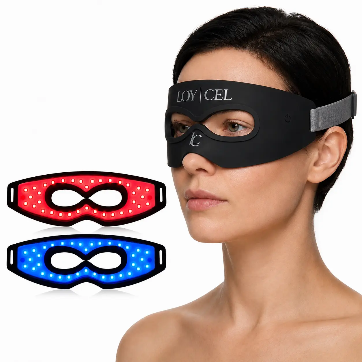Loycel Under Eye Red Light Therapy Device | 630nm & 850nm Near-Infrared LED Eye Mask | 7 Modes & 108 LED Chips | 28x9.4x2cm Silicone | Wireless Targeted Eye Care for Fine Lines & Dark Circles