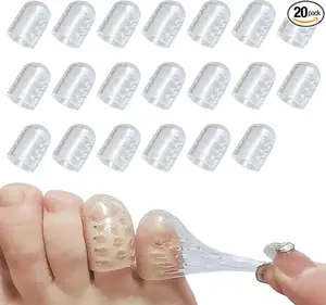 Silicone Toe Protectors 20Pcs, Gel Anti-Friction Toe Protector Breathable Toe Caps Guards for Men Women, Soft Clear Little Toe Covers Silicone Toe Sleeves for Corns, Blisters and Pain Relief