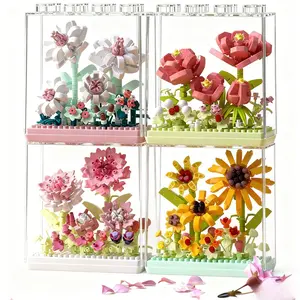 Bestselling Flower Building Set, Flower Bricks, DIY 3D Garden Model Kit, Handmade Bouquet in Transparent Acrylic Box, Eco-Friendly ABS Plastic, Perfect Home Decor Gift Idea for Plant Lovers/Crafters, Viral TikTok Decor Toy for DIY Enthusiasts & Holiday Gi