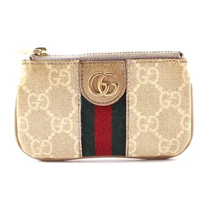 Pre-owned GUCCI leather Small Leather Goods $410 Ophidia GG Sherry Line Marmont Coin Case Purse Wallet PVC Double