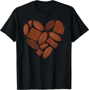 100% Cotton Heart Shape Chocolate Cacao Beans T-Shirt
