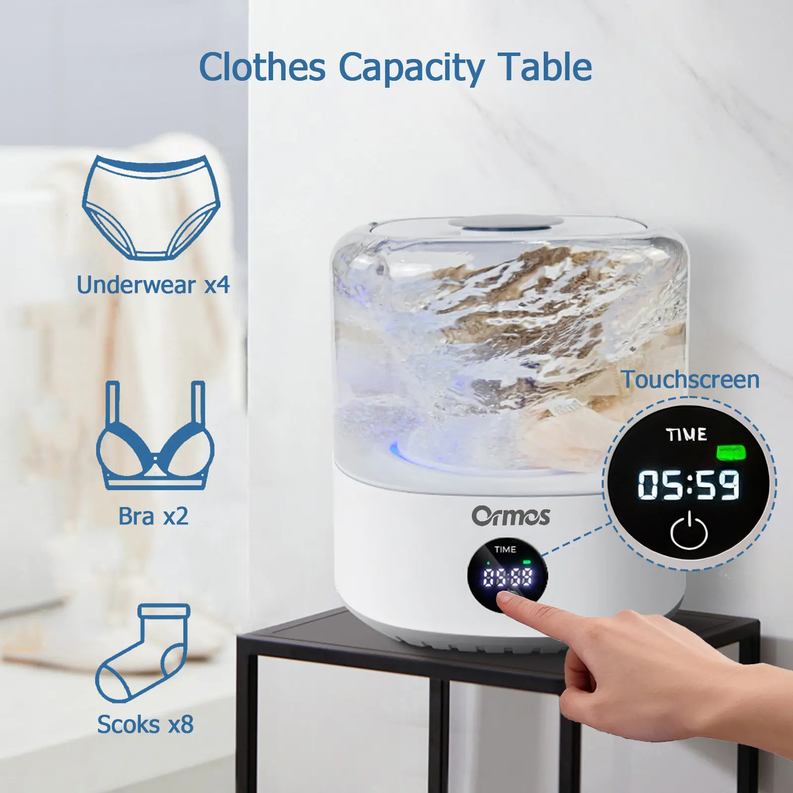 3L Mini Size Portable Washing Machine - Lightweight Laundry Appliance for Underwear, Socks - Easy-to-Use Travel Gear for Campers, Washes Clothes (Ideal Gift)