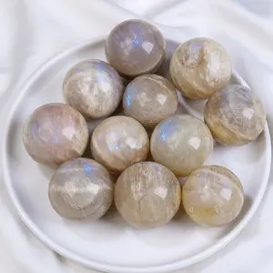 Moonstone Sphere Natural Healing Crystal Gorgeous Stone Gemstone Jewelry Energy Love Girlfriend Boyfriend Souvenir Valentine Father Mother Anniversary New Year Christmas Halloween Birthday Gift
