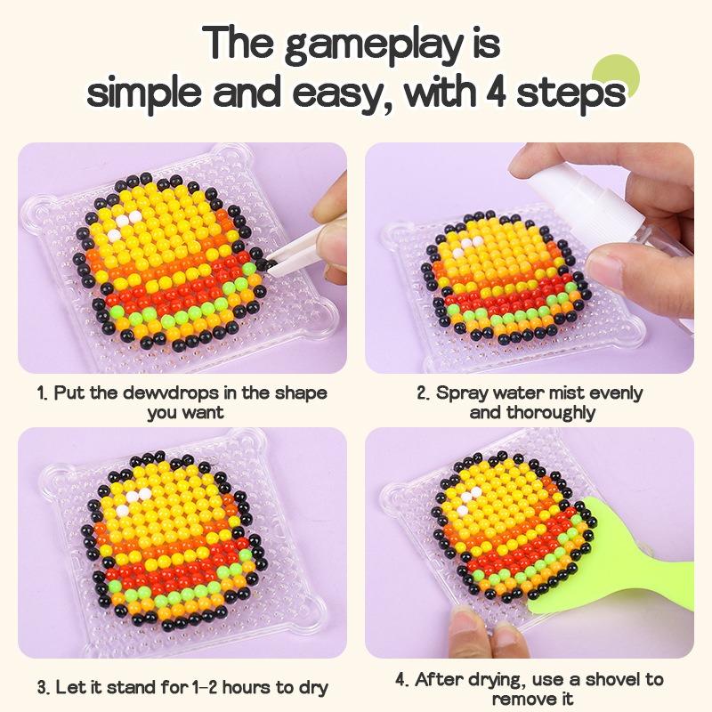 Water Spray Magic Beads DIY Craft Set For Kids, No-Iron Sticky Beads Assembly Kit, Creative Educational Toy For Intellectual Development And Hands-On Ability Training