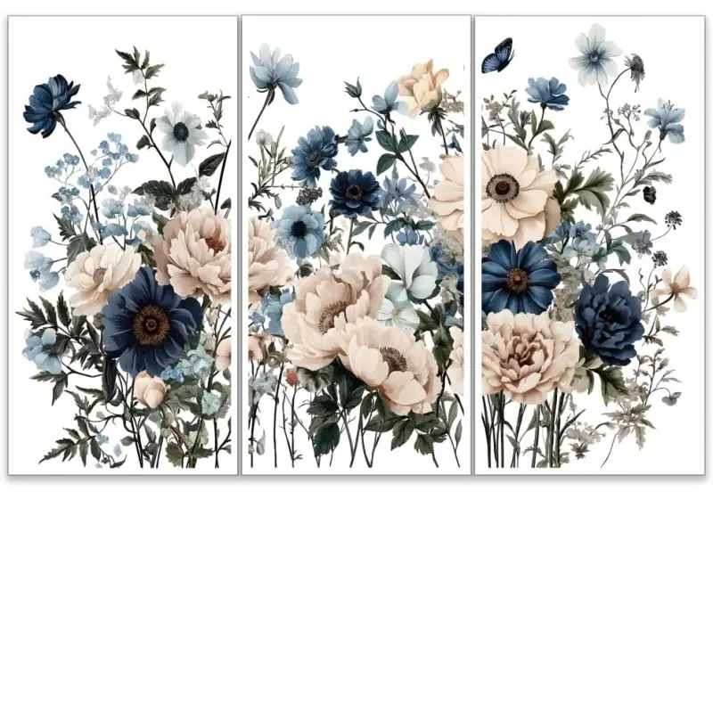 3pcs/Set Flower Rub on Transfers for Furniture and Crafts 6x12 Inch Dark Floral Decorative Furniture Decals Transfer Stickers Butterfly Rub on Decal  for Wood Furniture Artistic Home Decoration