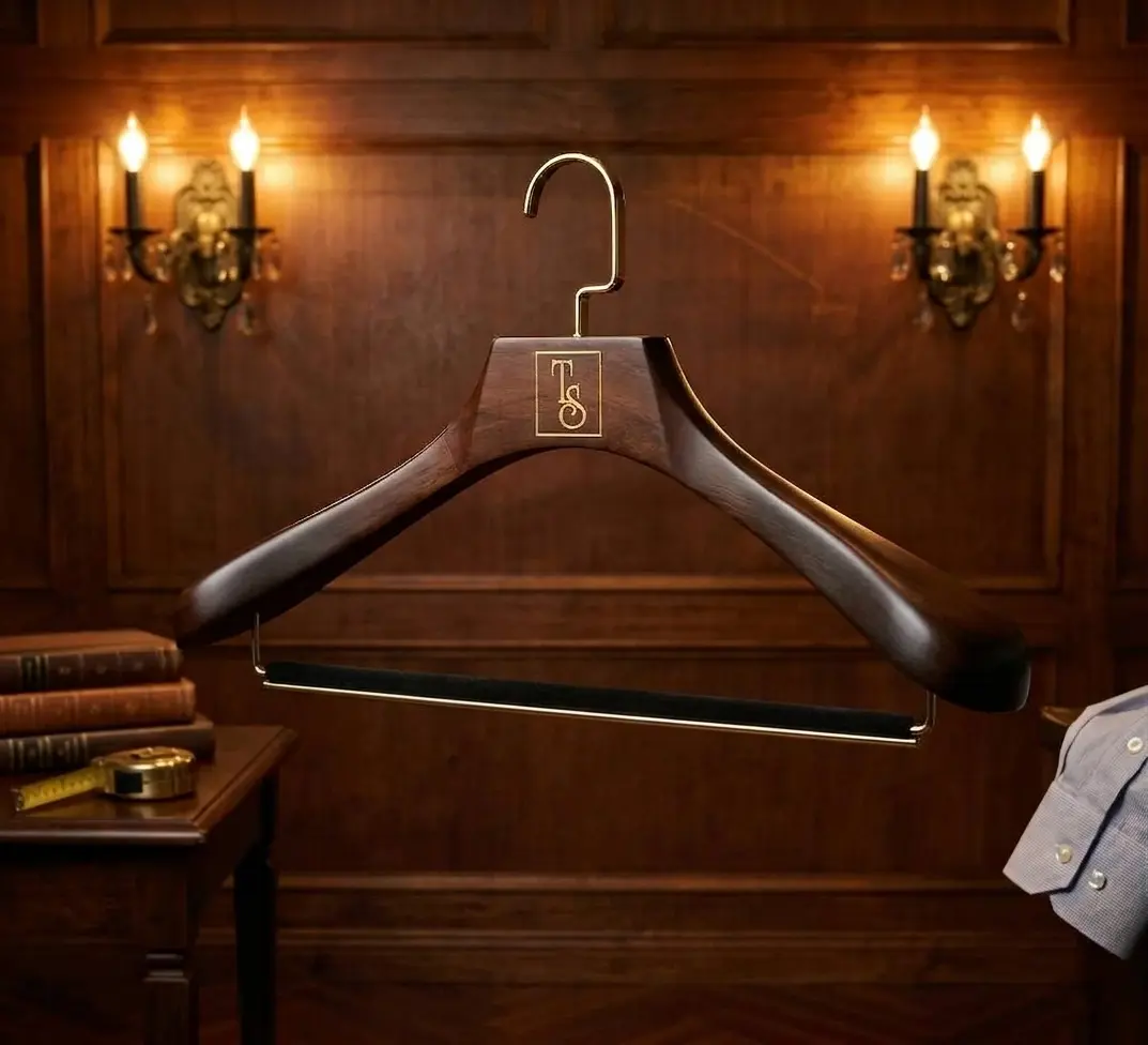The Master Tailor Luxury Suit Hanger - Premium Wood & Velvet Bar
