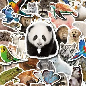 Animal Series Sticker, 50pcs/set Self Adhesive DIY Decals, Decorative Sticker for Gift Greeting Card Water Bottle Laptop Phone