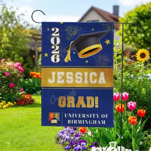 Personalized Graduation Garden Flag 12x18" Double-Sided - Custom Name & School - Class of 2026 Outdoor Yard Sign - Graduation Party Lawn Decoration