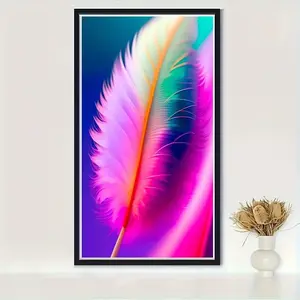 Dreamy Feather Pattern DIY Diamond Arts Colorful Painting Kit without Frame, DIY 5D Diamond Arts Colorful Painting Kit, Wall Art Decor for Home Room Bedroom, Diamond Painting Kits