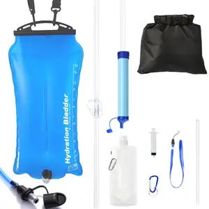 Gravity Water Filter Straw, Portable Water Filter, Camping Water Filtration System, Water Purifier Survival for Travel, Backpacking and Emergency Preparedness, Camping Gear, Water Tank Bladder