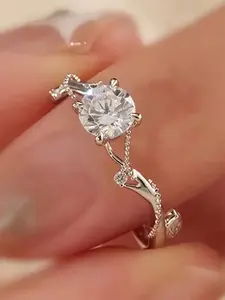 1 PC Glamorous Cubic Zirconia Ring For Women For Wedding Engagement Anniversary Party Band Jewelry Valentine's Day Gift