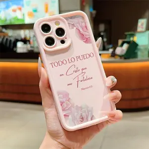 Pink Rose & Philippians Themed TPU Drop-Proof Full-Coverage Precision Protector Casing, Smartphone-Cellphone Accessory for Apple iPhones, Ideal Birthday Gift for Couples & Teenage Girls