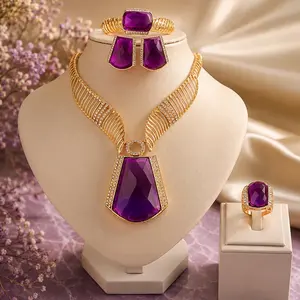 Royal Amethyst Luxe Jewelry Set Women's Gold