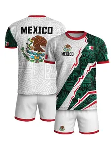 Mexico Aztec Eagle Design Soccer Jersey, Grit Son Sport, Fitted Regular Length Tee, Natural Waist Track Shorts, All Seasons